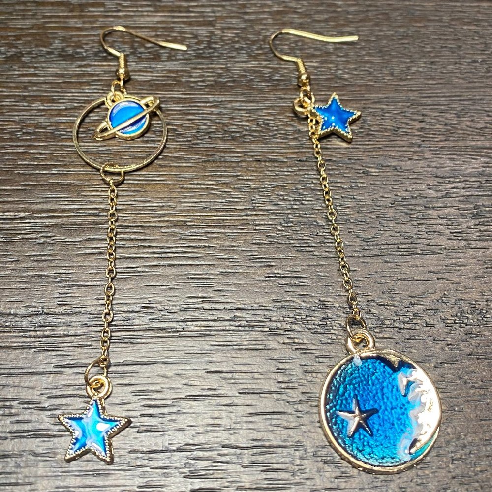 Asymmetrical Space Earrings